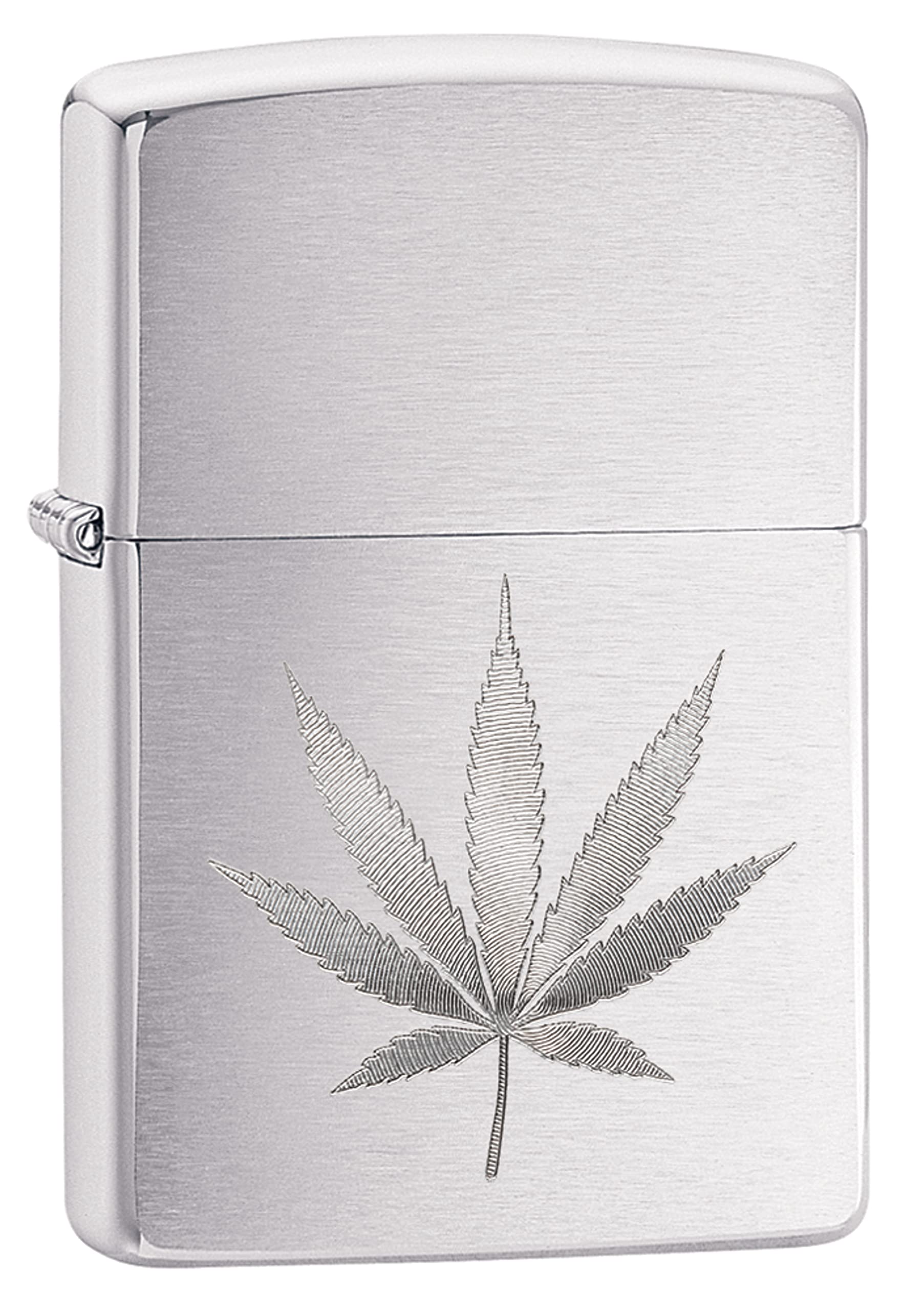 Zippo Brushed Chrome Marijuana Leaf Pocket Lighter