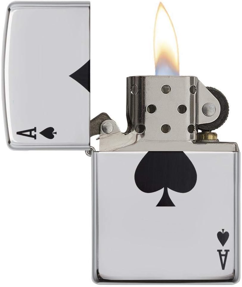 Zippo 24011 Ace of Spades Pocket Lighter, High Polish Chrome