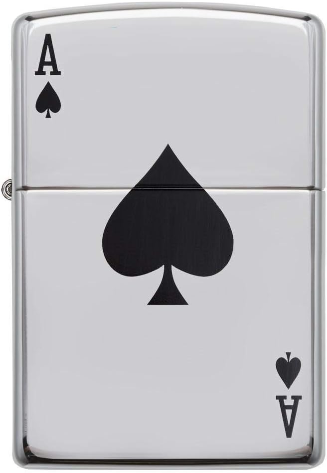 Zippo 24011 Ace of Spades Pocket Lighter, High Polish Chrome