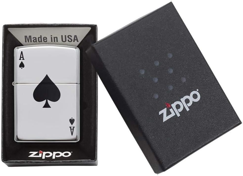 Zippo 24011 Ace of Spades Pocket Lighter, High Polish Chrome