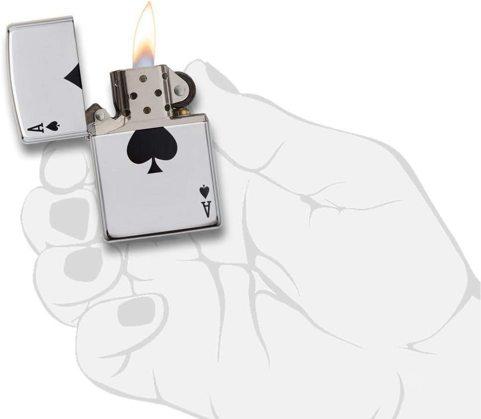 Zippo 24011 Ace of Spades Pocket Lighter, High Polish Chrome