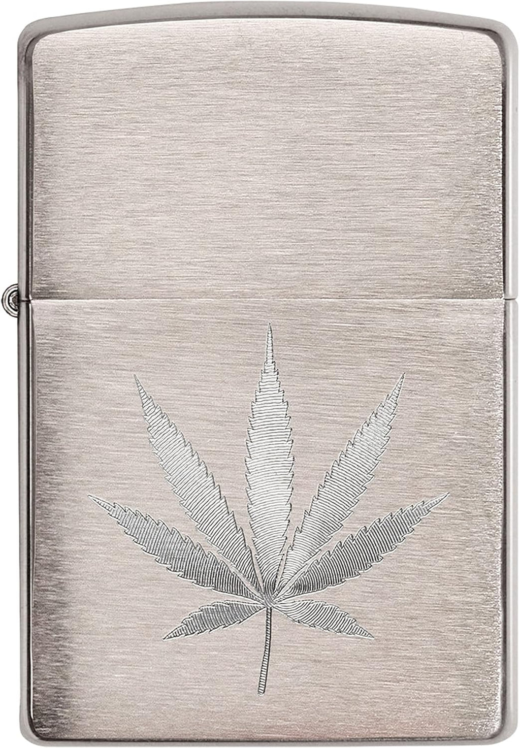 Zippo Brushed Chrome Marijuana Leaf Pocket Lighter