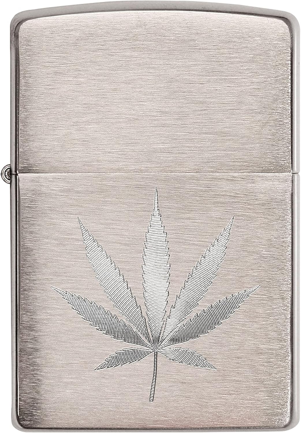 Zippo Brushed Chrome Marijuana Leaf Pocket Lighter