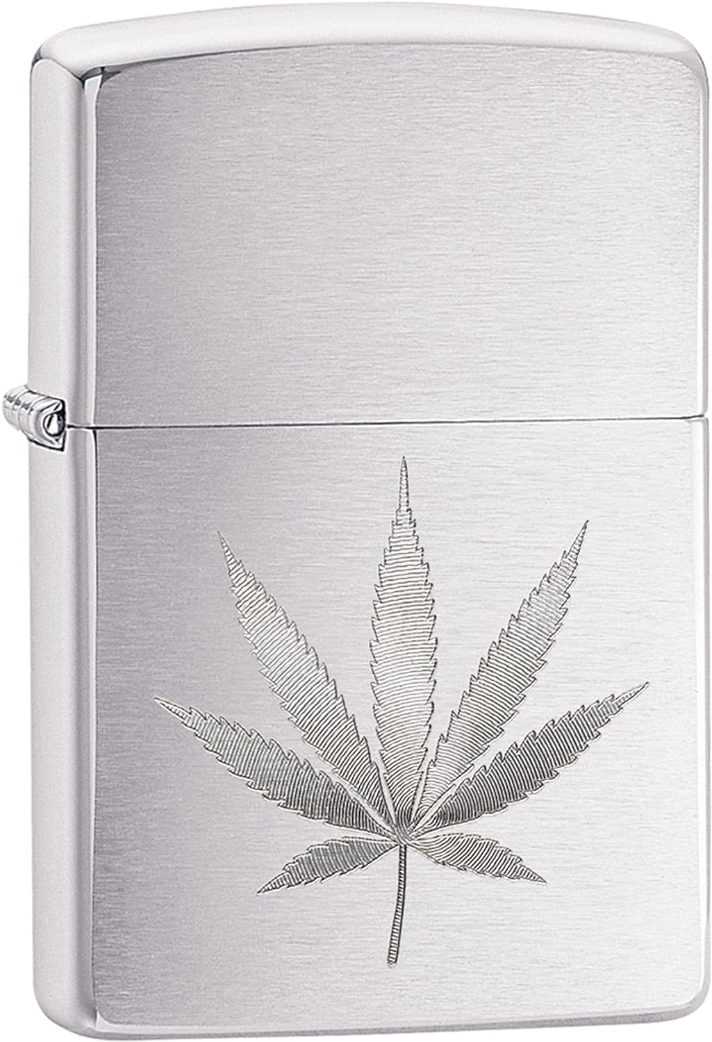 Zippo Brushed Chrome Marijuana Leaf Pocket Lighter